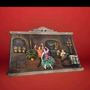 Vintage Velvet Artwork 1950's Beautiful Frame